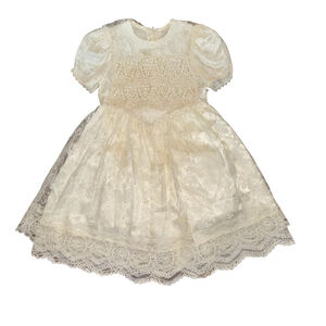 Girls Vintage Jessica McClintock Ivory Lace Formal Dress Size 5 Baptism wedding
